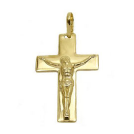 pingente cruz crucifixo com cristo folheado banhado ouro 18k semijoia brilho folheados