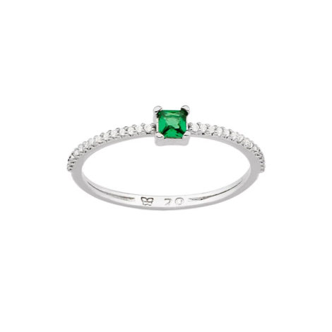 110864 anel prateado delicado zirconia carre verde aro cravejado zirconias brancas colecao para elas rommanel loja brilho folheados